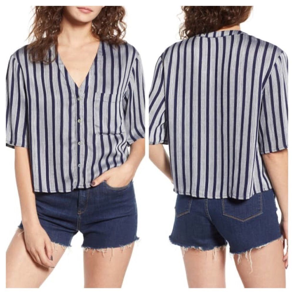 Chloe & Katie Stripe Boxy Blouse Size S & M
